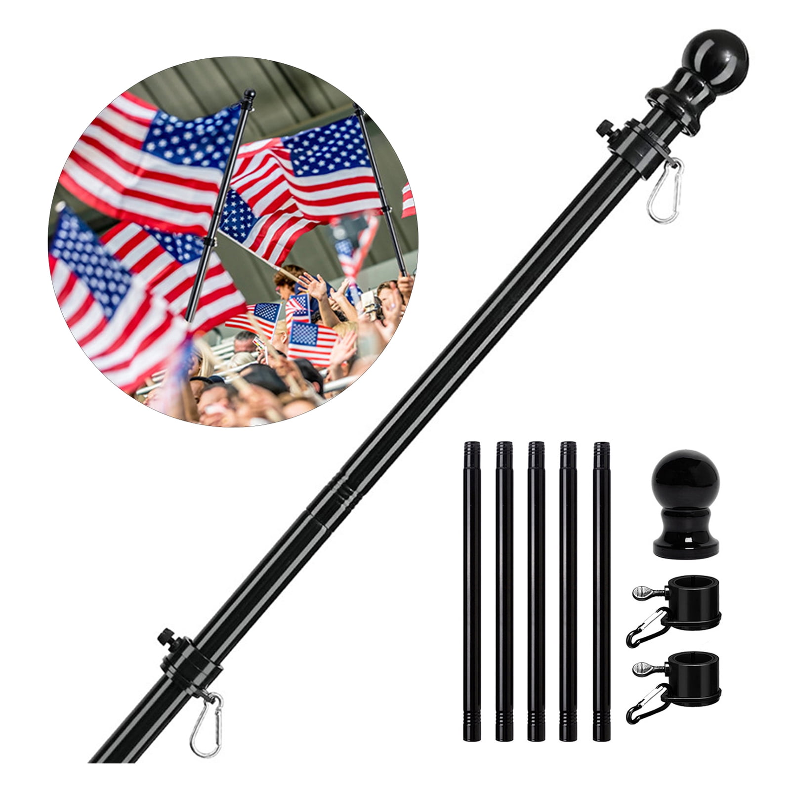 comerut Flag Pole Tangle-Free Metal Weather-resistant Outdoor Flagpole Easy Assembly Segmented Flag Poles for Porch Boat Residential Houses