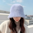 thumbnail image 4 of dianhelloya Warm hat LadyWinter Imitation Rabbit Fur Fisherman Hat Round Dome Inner Adjustable Drawstring Soft Warm Basin Bucket Hat Pink, 4 of 8