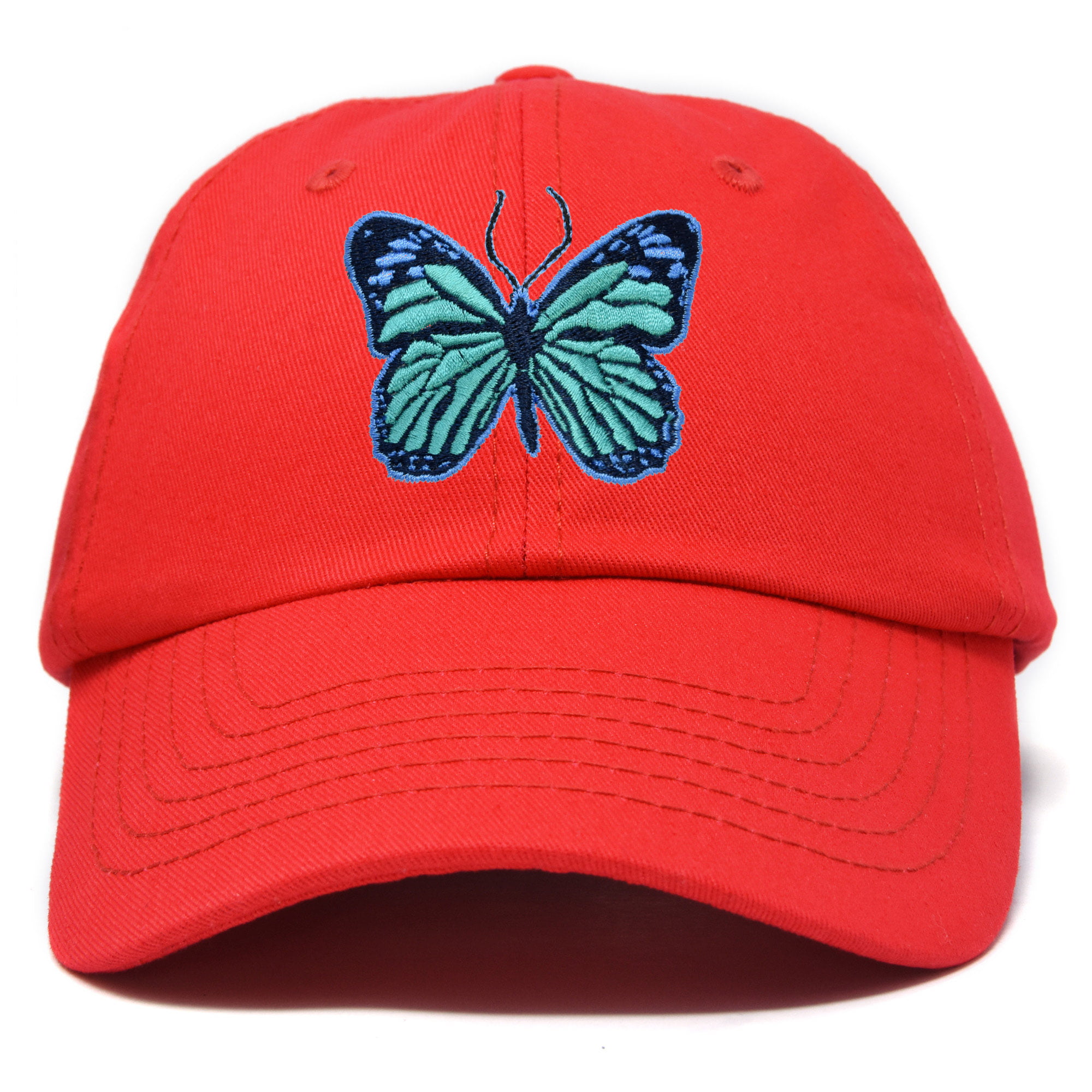 Butterfly Embroidery Breathable Striped Girl Sun Cap Mesh Hat Baby Bucket Hat 