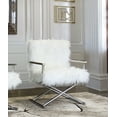 thumbnail image 2 of Armen Living Calgary Contemporary Accent Chair in Polished Stainless Steel Finish with White Faux Fur, 2 of 3