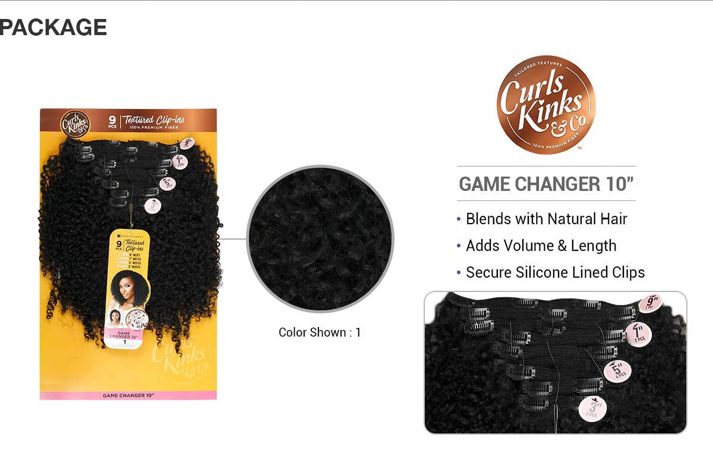 s Kinks & Textured Clip In Human Hair Blend Hair Extension 9PCS - GAME CHANGER 10 INCH (2 Dark Brown)