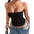 thumbnail image 2 of Womens Tube Tops Strapless Crop Tops Basic Backless Sleeveless Going Out 2026 Spring Summer Clothes Black XL, 2 of 7