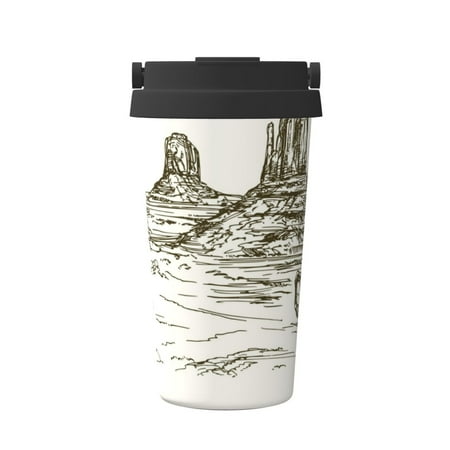 

Hirioo Wild West Desert With Cowboy for Coffee Travel Mug Insulated Coffee Mug with Lid