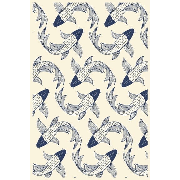 Japanese Koi Pattern: Paper Games Tic Tac Toe (6x9 Inches) with 120 Pages (Paperback)