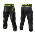thumbnail image 2 of Bibifish Mens Athletic Pants Bright Blue Waistband Leggings Compression 3/4 capri pants 4-Way Stretch Quick Dry Yoga Gym Basketball Training Pants, 2 of 5
