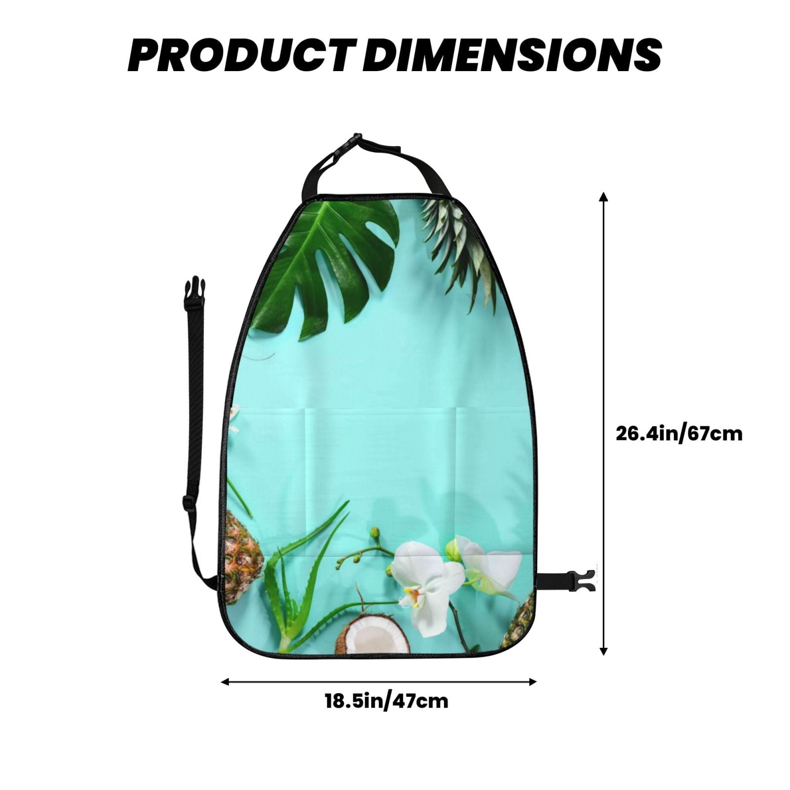 Xecao Tropical Pineapple Pattern Car Seat Back Protector 2 Pack Large Capacity Pocket, Kick Mats Back Seat Protector