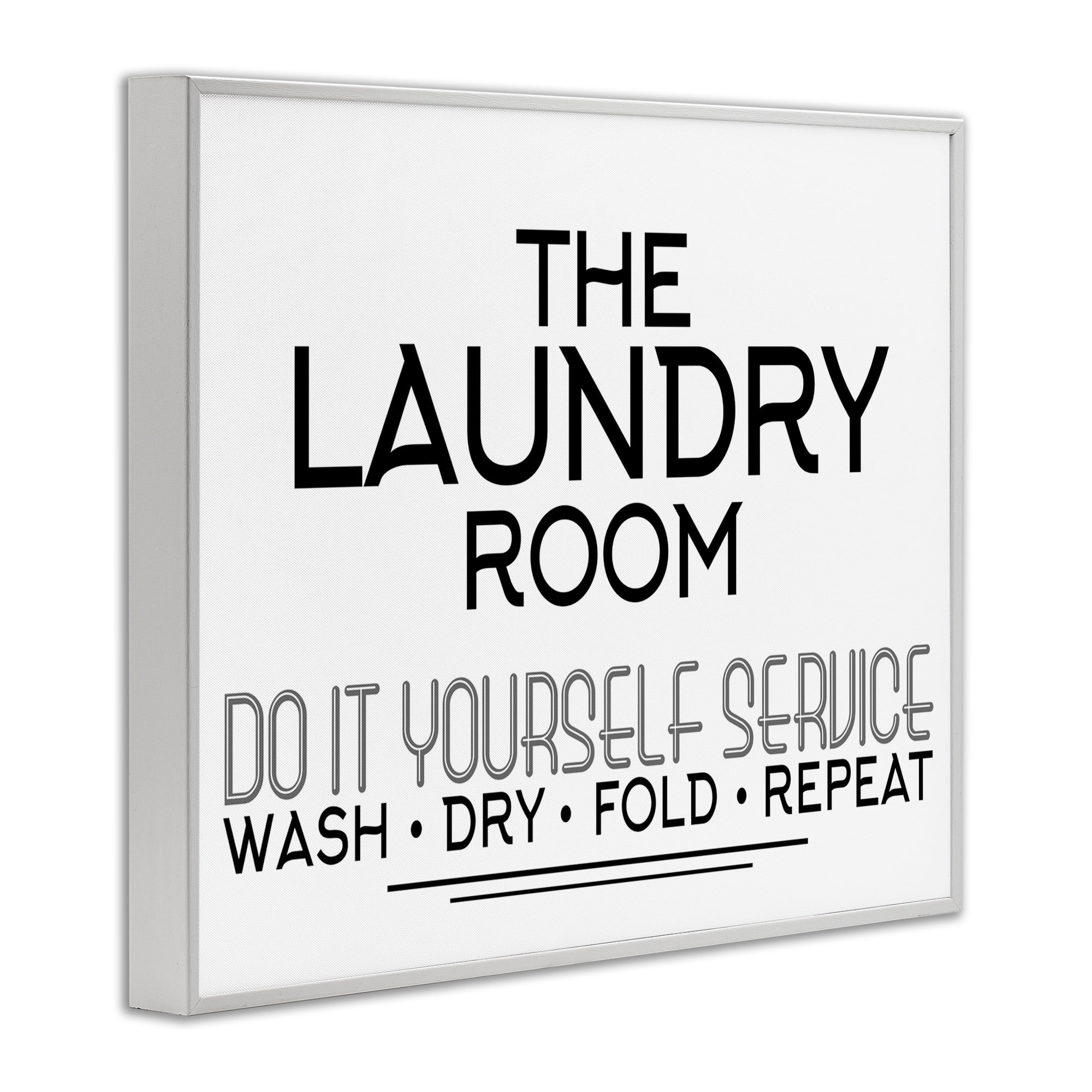 Do It Yourself Laundry Minimal White Framed Giclee Art, design by Kim Allen