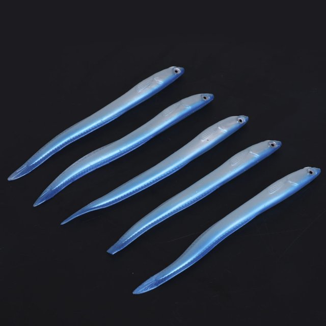 Señuelos realistas 5 unidades ANGGREK Dúctil Artificial Realista Cebo blando Mar Pesca agua dulce Azul Noctilucente
