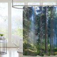 thumbnail image 5 of Misty Forest Sunshine Trees Waterproof Polyester Shower Curtains 72x72in with 12 Hooks, 5 of 7