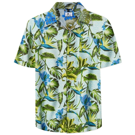 Geeksport Men's Flower Hawaiian Casual Shirts Button Down Floral Summer Beach Shirt for Vacation