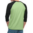 thumbnail image 4 of Gaukiv Men's Three Quarter Sleeve Shirts Color Block Raglan Crew Neck Shirts Contrast Sleeve Baseball Tops Light Green S, 4 of 7