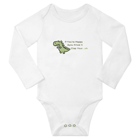 

If You re Happy&you Know It Clap Your...oh Cute Baby Long Sleeve Outfits Boy Girl (White 6M)