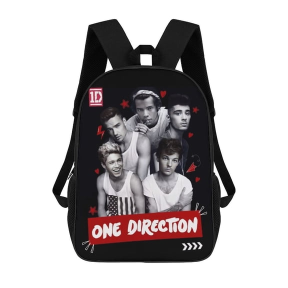 17 Inch Casual Shoulder Bookbag, One Direction Backpack Knapsack Travel Bag Outdoor Hiking