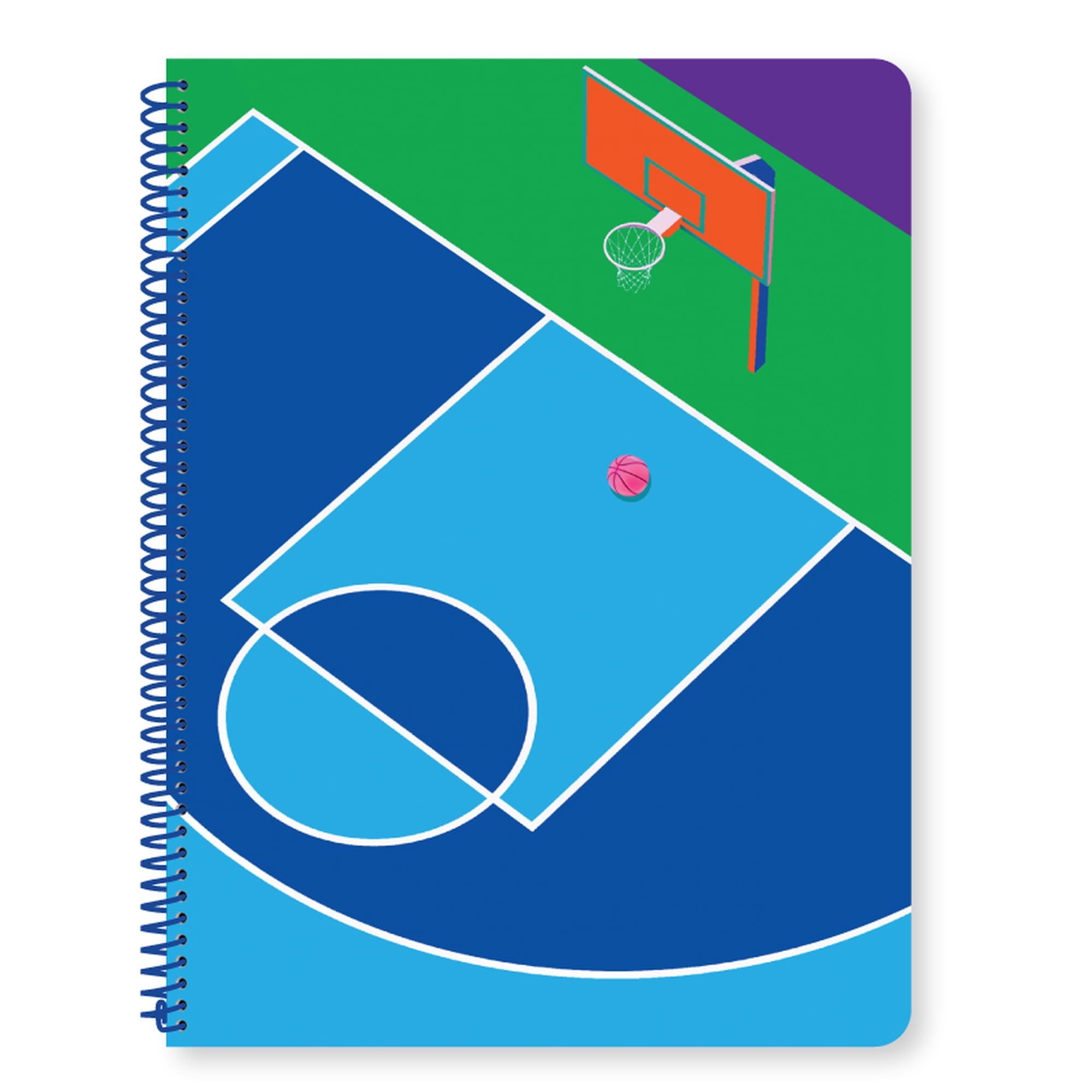 Pen+Gear College Ruled 1-Subject Spiral Notebook, 8 in x 10.5 in, Multicolor Basketball Court, 80 Sheets