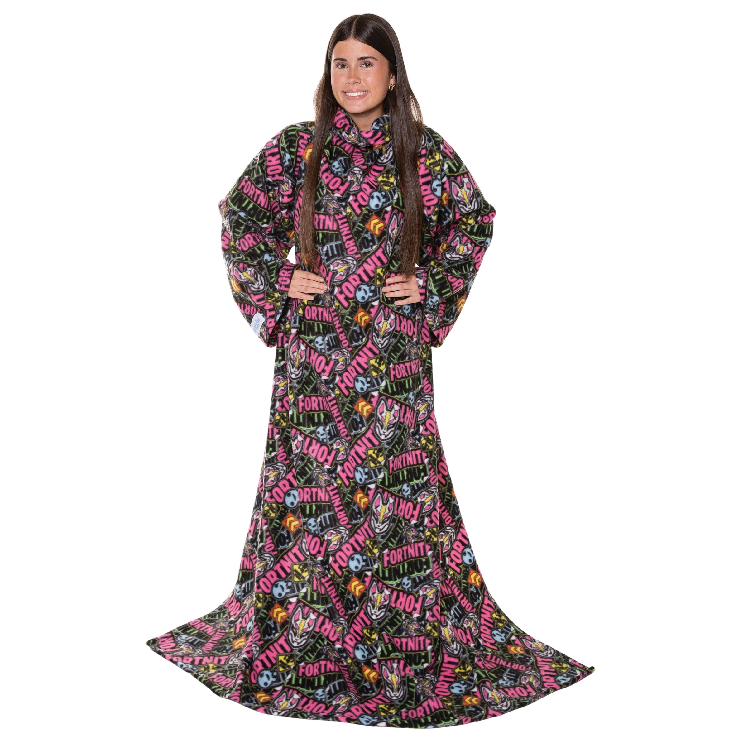 Snuggie Fortnite Graffiti Original Wearable Blanket with Sleeves, Super Soft Fleece