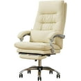 thumbnail image 7 of Office Chair with Foot Rest - High Back 155° Reclining, Leather Executive Swivel Computer Desk Chair with Wheels (Beige), 7 of 7