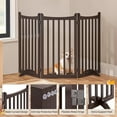 thumbnail image 4 of LIKAFU 36" Tall 3-Panel Wooden Foldable Dog Gate w/ 2 Support Feet, Freestanding Pet Barrier for Doorways, Stairs, Kitchen, Espresso 60"L, 4 of 9
