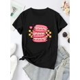thumbnail image 2 of Camiseta para mamá para mujer ropa de calle clásica veranoWomen's Fashionable Pink Heart Burger Graphic T-Shirt - Casual Round Neck Short Sleeve, Comfortable Polyester Blend Summer TopFather's Day,, 2 of 6