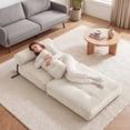 thumbnail image 4 of Costway Folding Sofa Bed, Convertible Sleeper Chair with Pillow Back Support Corduroy Cover Beige, 4 of 10