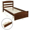 thumbnail image 7 of Twin Size Wood Platform Bed Frame with Storage Drawer and Slat Support-Walnut, 7 of 7