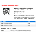 thumbnail image 2 of Radiator Fan Assembly - Compatible with 2008 - 2012 Honda Accord 2009 2010 2011, 2 of 2