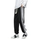 thumbnail image 4 of Pantalones casuales para hombre Pantalones rectos con cordón Cintura elástica Joggers Rayas laterales Pantalones hasta el tobillo, 4 of 5