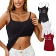 thumbnail image 2 of WTOBBY 3-Piece Women's Removable Pad Camisole Set, Sexy Oversized Underwear with Chest Support, Comfort Fit Plus Size Stretchy Layering Tanks,Wine 5XL, 2 of 5