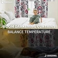 thumbnail image 3 of Fsddascl Pink Grey Floral Blackout Curtains for Bedroom/Living Room, Thermal Insulated Kitchen Curtains, Botanical Watercolor Flower Leaf Grommet Darkening Window Treatment Drapes 27.5"x39"x2, 3 of 6