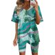 thumbnail image 1 of Puntoco Mujer Verano Manga Corta V-Cuello Tops Pantalones Cortos Cómodo Homewear Traje De Dos Piezas Conjuntos Liquidación Puntoco Puntoco-5238, 1 of 7