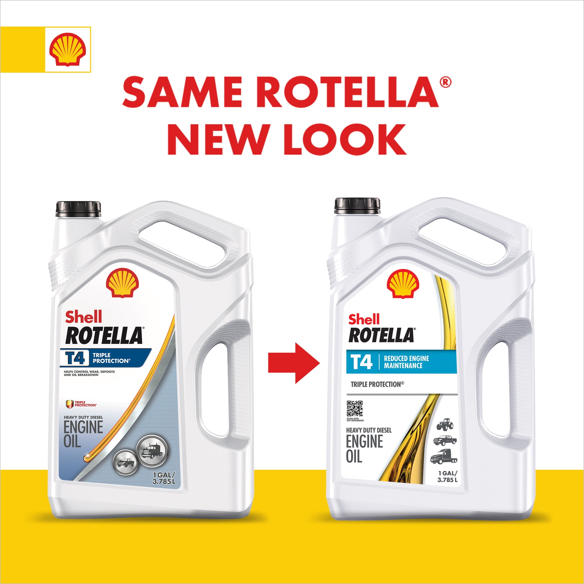 Shell Rotella T4 Triple Protection 15W-40 Diesel Motor Oil, 1 Gallon 