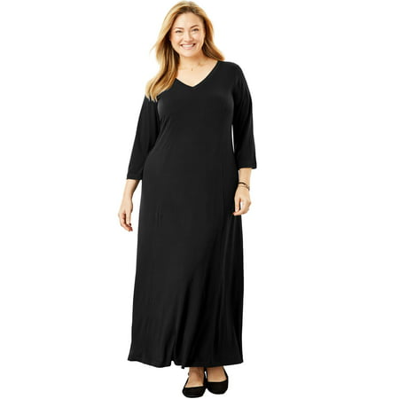 Woman Within Plus Size Maxi T-shirt Dress With Princess Seams