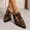 Brown, variant on Handmade Women's Closed Pointed Toe T-Strap Buckle Block Heel Backless Mules