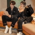 thumbnail image 1 of Pijamas de pareja Otoño e Invierno Ropa de hogar de franela cálida con forro polar grueso para hombres y mujeres de dos piezas, 1 of 6