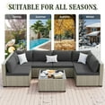 thumbnail image 5 of MRUAKA Outdoor Patio Furniture Set, 7-Piece Modular Sectional Sofa With Table, PE Wicker Outdoor Conversation Set for Patio, Garden,Gray, 5 of 7