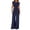 Navy, variant on Women's 2 Piece Summer Outfit Cap Sleeve V Neck Belted Crop Top Wide Leg Pants