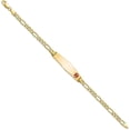 thumbnail image 2 of 14K Yellow Gold Semi-solid Medical Soft Diamond Shape Red Enamel Figaro ID Bracelet - 7", 2 of 6