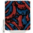 thumbnail image 4 of Fabric Shower Curtain 72x84 Inch, Hand Drawn Doodle Red Blue Black Lines Shower Curtain for Bathroom with Hooks,Waterproof Bath Shower Curtain Sets Decorative Bathroom Accessories, 4 of 6