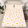 thumbnail image 2 of Feelyou Pink Groovy Flower Twin Sheet Sets for Girls, Rustic Daisy Floral Twin Fitted Sheet, Vibrant Plant Flat Sheet, Microfiber Bedroom Decor, 3pcs, 2 of 7