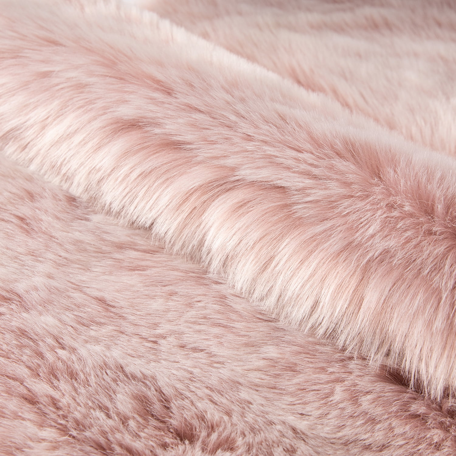 Phantoscope Ultra Soft Faux Fox Fur Series Decorative Indoor Area Rug 3x5 Feet Rectangle, Pink with White Tip, 1 Pack