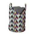 thumbnail image 1 of Wave Laundry Bag, Colorful Geometric Abstract Classic Fashion Repeating Pattern of Zigzag Shapes Print, Basket with Handles Drawstring Closure for Laundromats, 13" x 19", Multicolor, by Ambesonne, 1 of 4