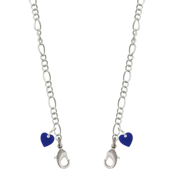 Acrylic 5/16" Navy Blue Heart Silvertone Face Mask Necklace