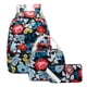 thumbnail image 1 of Mochila escolar floral para niñas, mochila de lona con flores para estudiantes, mochila de viaje, mochila con bolsa para el almuerzo, bolsa para lápices brillar Juguete, 1 of 5
