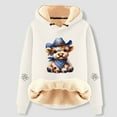thumbnail image 2 of Womens Christmas Sweatshirts Casual Cow Print Fleece Soft Cozy Womens Autumn and Winter Clothes,Beige,4XL, 2 of 3
