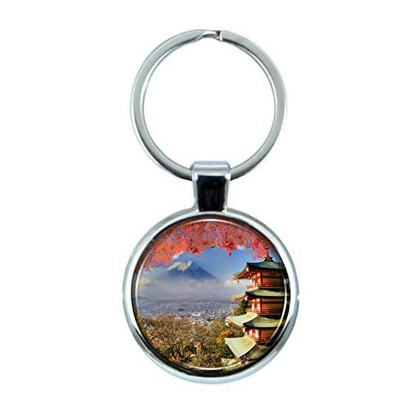 Tokyo Japan Keychain with Epoxy Dome and Metal Keyring