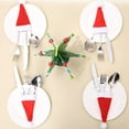 thumbnail image 5 of Linyer Tableware Santa Claus Hat Holder Fork Chopstick Cloth Pouch Kitchen Dining Table Decoration Ornament Home Decor 5 Pieces, 5 of 8