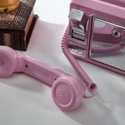 Ryan Bros. American Retro 1950s Payphone with Coin Bank Wall-Mount Corded Phone (Pink)