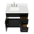 thumbnail image 6 of Ariel Hamlet 37 In. Left Offset Rectangle Sink Vanity With White Quartz Countertop In Black, 6 of 11