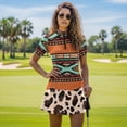 thumbnail image 3 of Psesaysky Native African Aztec Stripe Golf Tennis Dress for Women Sun Protection Sport Workout Dresses Zip Up Short Sleeve Golf Outfits with Shorts and Pockets, 3 of 7