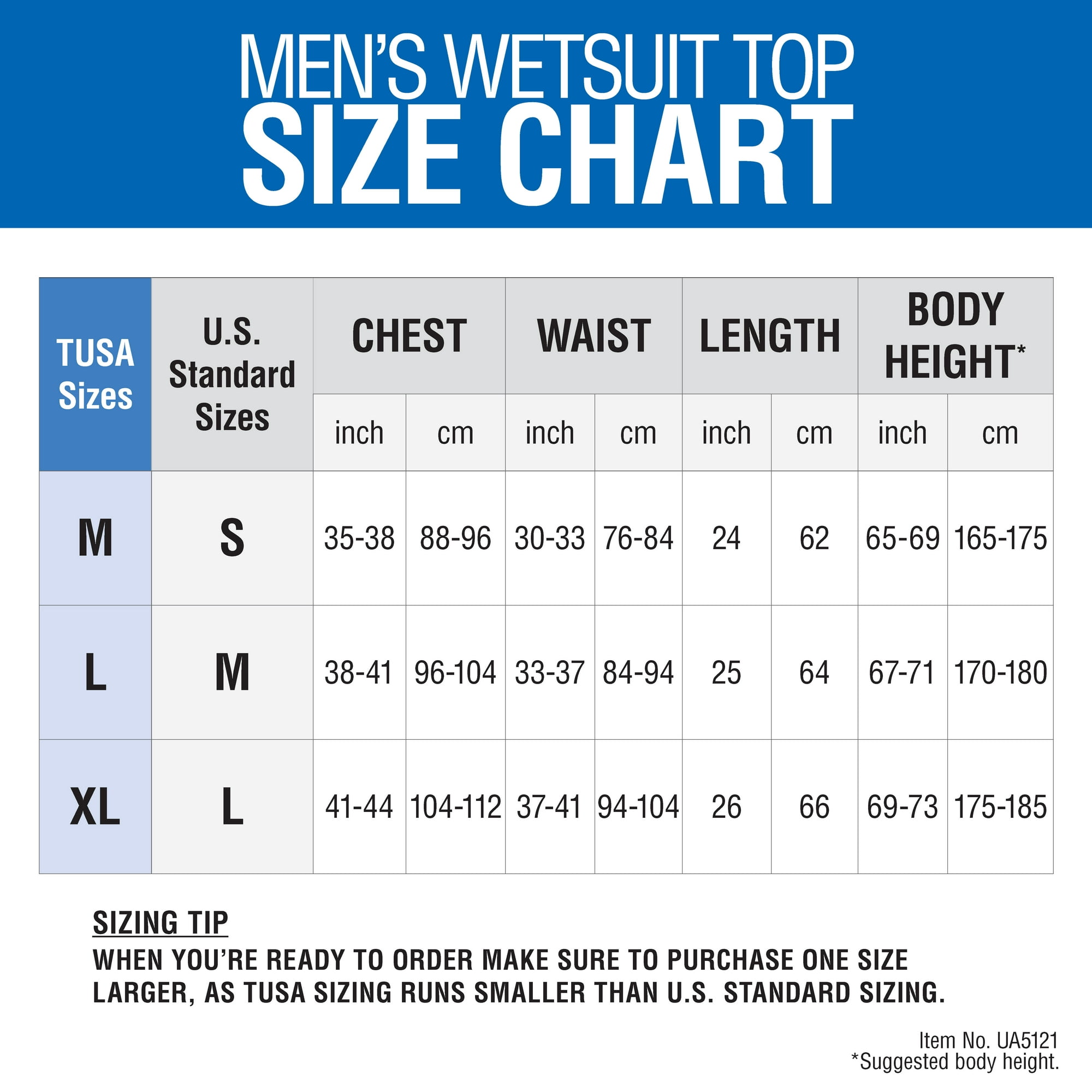 TUSA Sport Mens 2mm Neoprene Wetsuit Top, Large