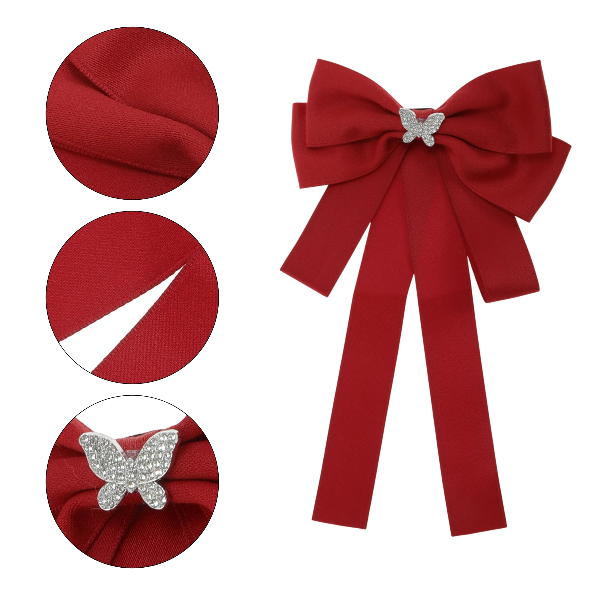 Unique Bargains Ribbon Bow Brooch for Parties Butterfly Rhinestone